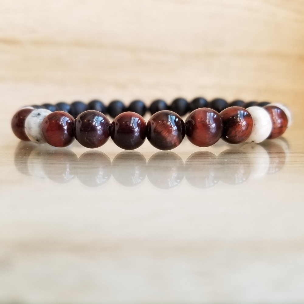 Red Tiger Eye Beaded Stretch Bracelet